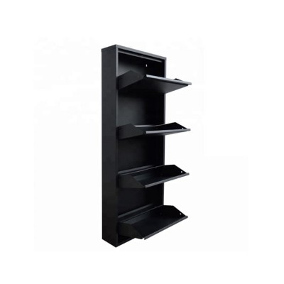 Space Saving Thin Edge Black 4 Drawres Steel Corner Organizer Shoes Storage Rack Closet Cabinet