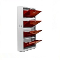 Modern Tall Thin Wall Mounted Color Red 4 Drawer Bucket Shoe Sorting Cabinet